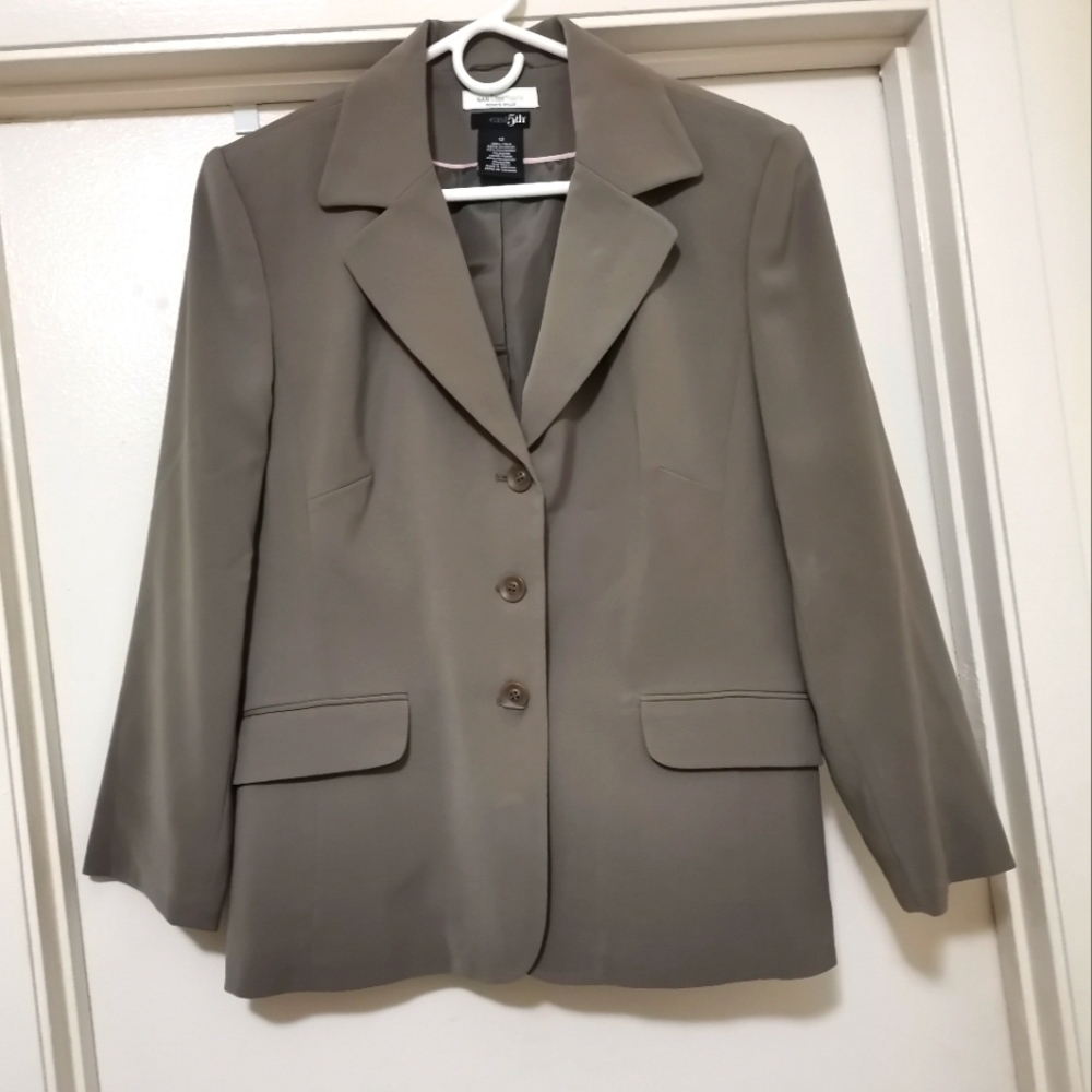 East 5th Nanotex Fabric Womens Size 12, 3 Button Military Green Blazer Jacket